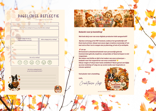 Dagelijkse Reflectie Herfst PDF | A4 Printable Journal | Dankbaarheid & Mindfulness | Direct Download