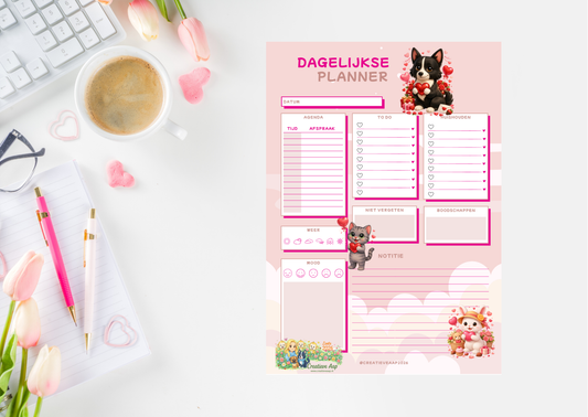 Februari 2026 Planner Set PDF – Valentijn Editie | Printbare Dagplanner, Maandplanner & Slaaptracker