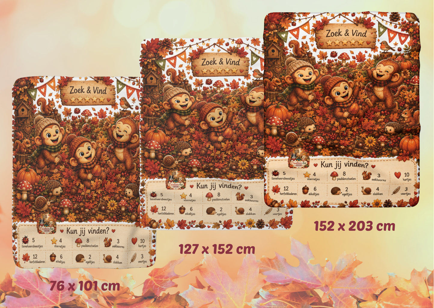 Creatieve Aapjes Zoek & Vind Herfstspel Sherpa Fleece Blanket | Herfst 2026 | Creatieve Aap