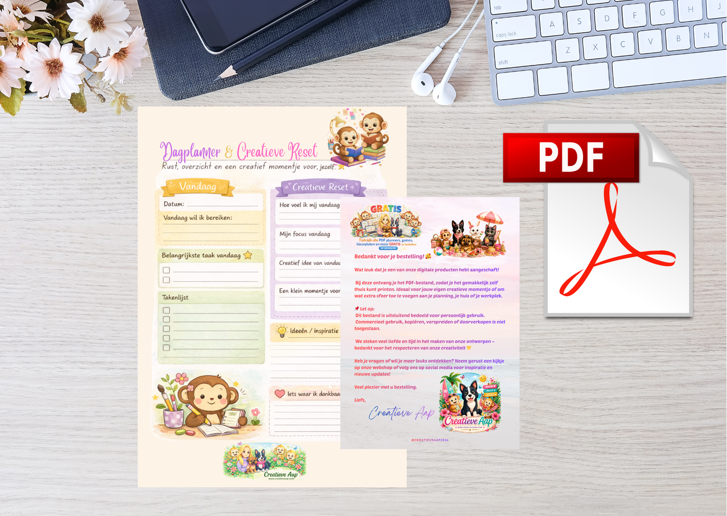 Dagplanner & Creatieve Reset PDF Download – Printable Planner voor Rust, Focus en Creativiteit