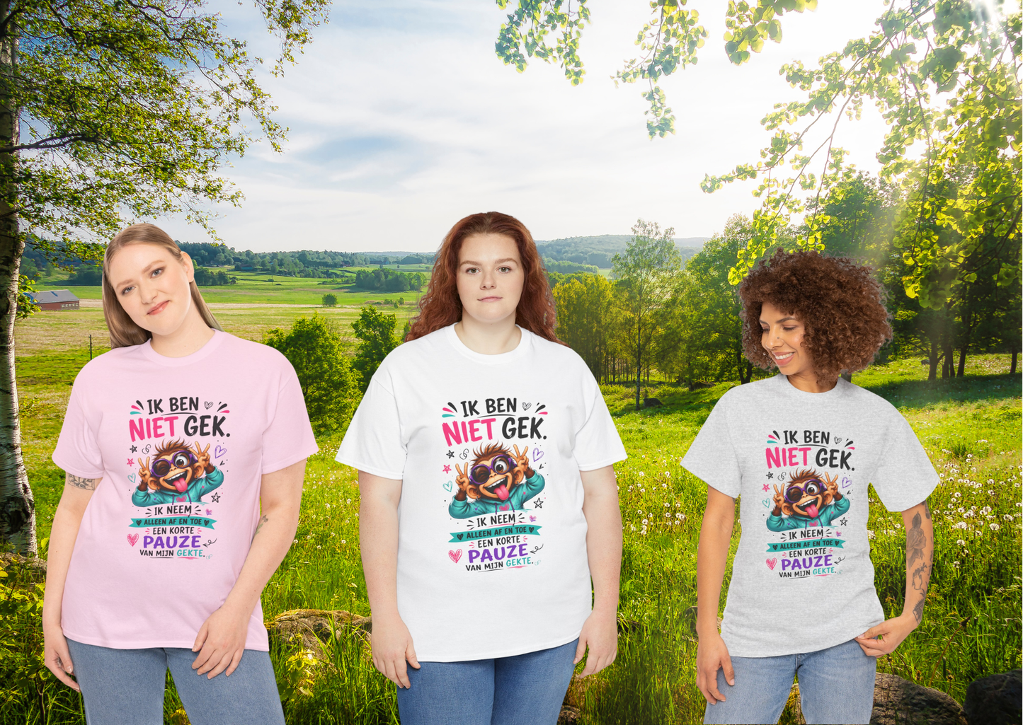Ik ben niet gek... Ik neem alleen af en toe een korte pauze van mijn gekte – Grappig Uniseks Humor T-shirt