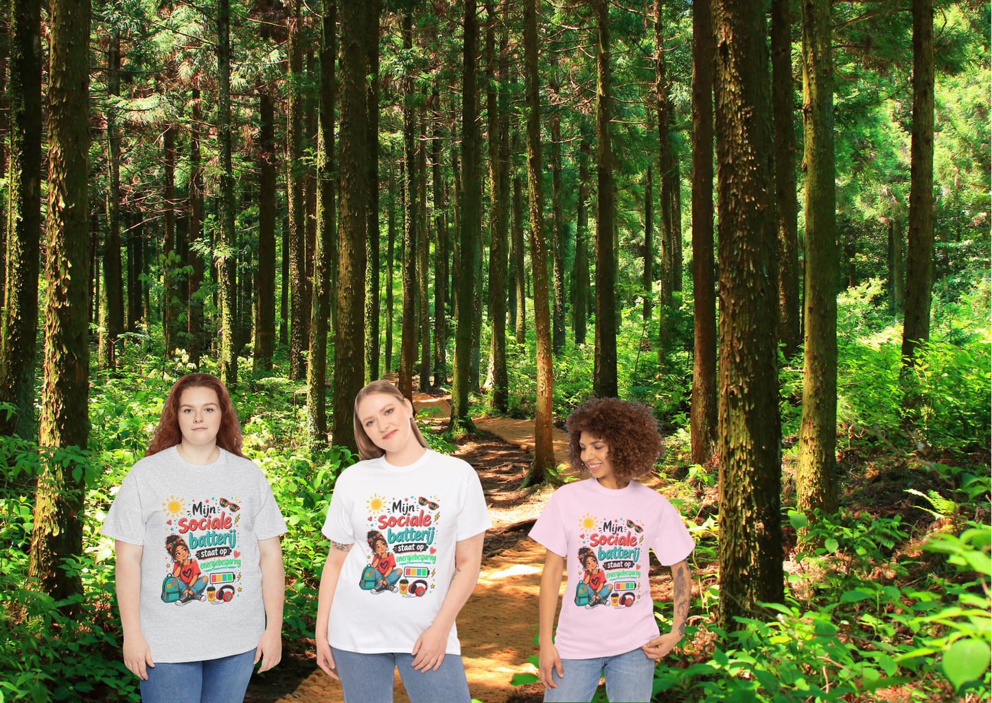 Mijn sociale batterij staat op energiebesparing – Uniseks Humor T-shirt voor Introverts