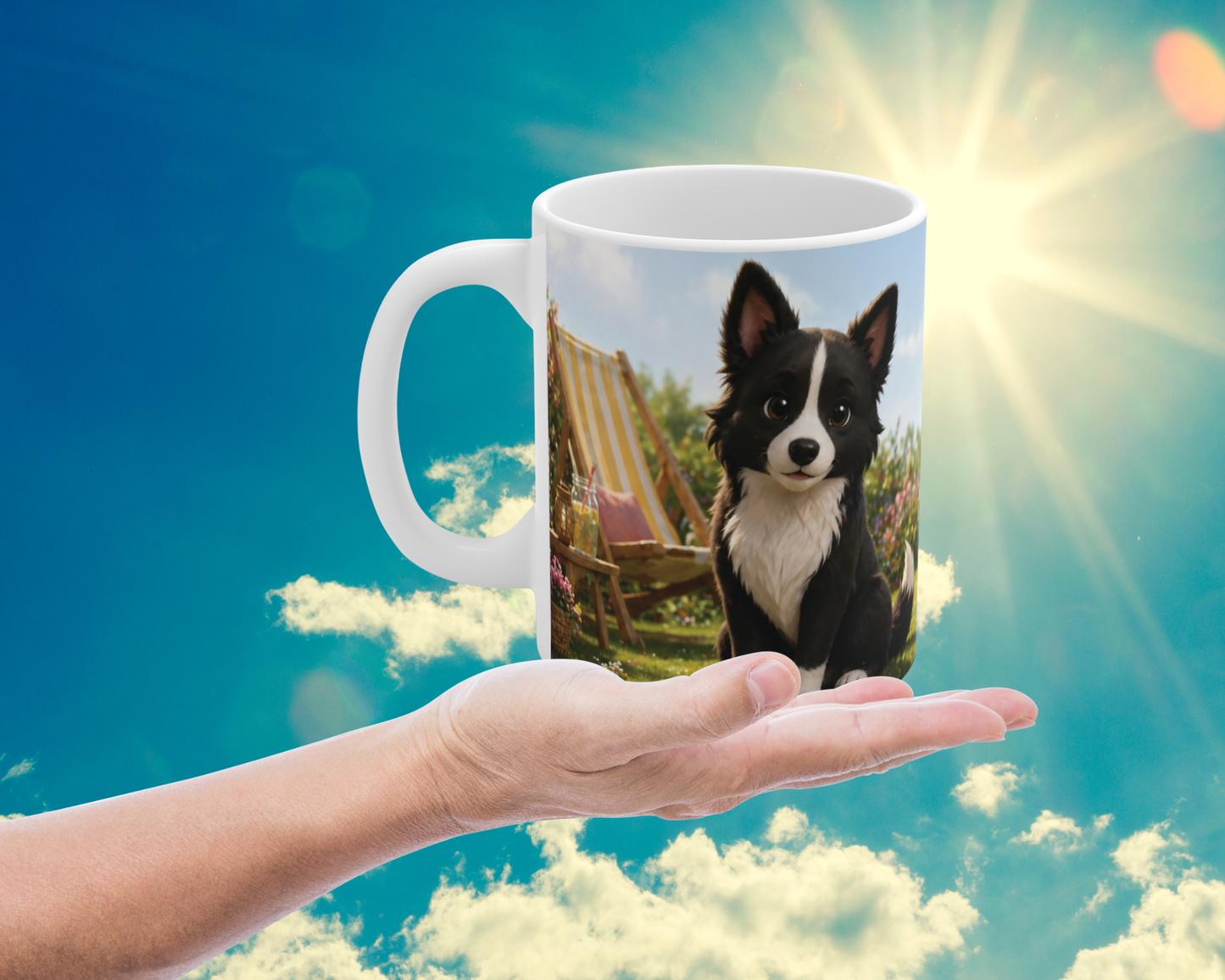 Nikita Zomer Mok – Kawaii Hond in Tuin 330ml | Relax & Zonnige Vibes Beker
