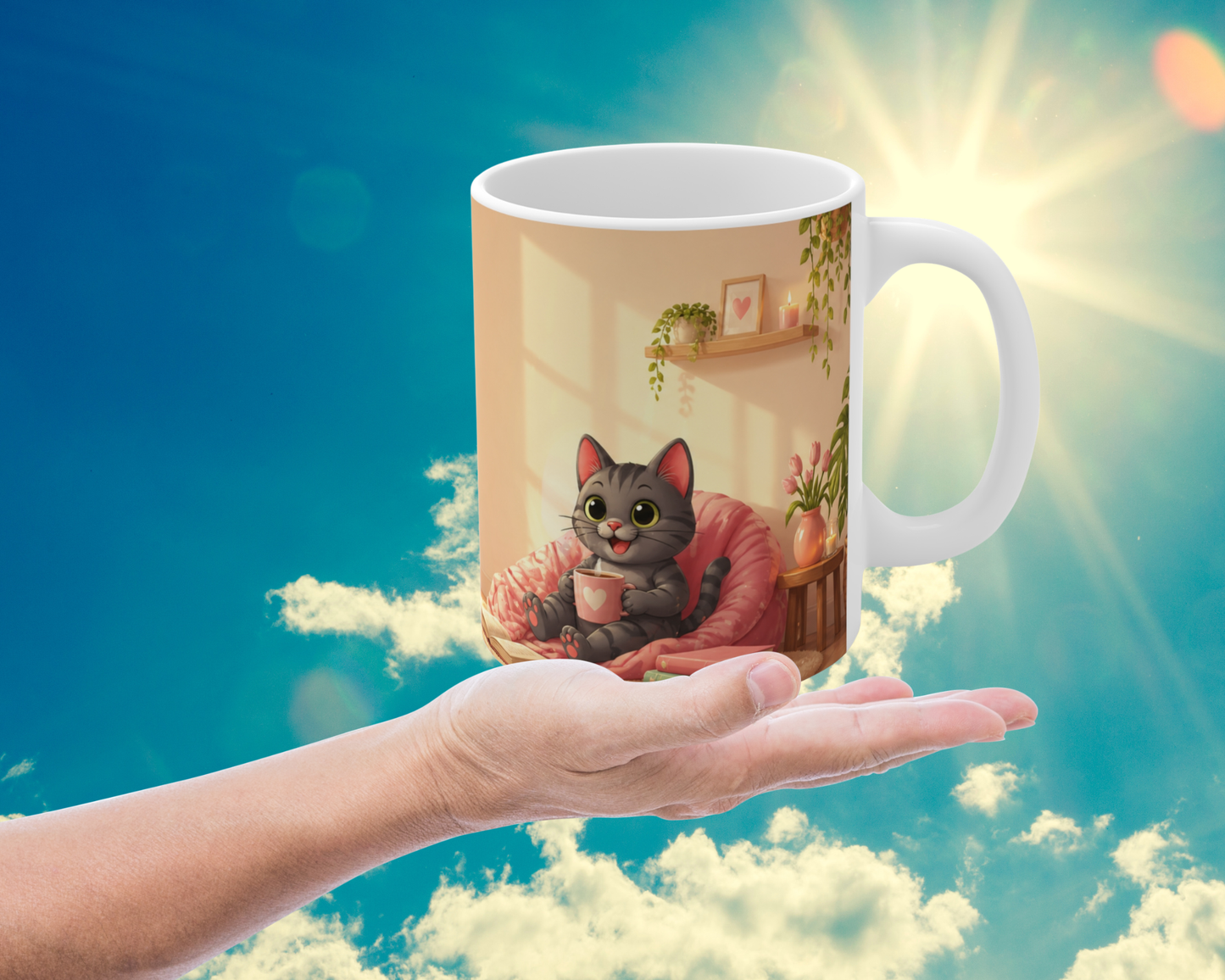 Shelby Cozy Zomer Mok – Kawaii Kat Mok 330ml | Self Care & Reading Vibes
