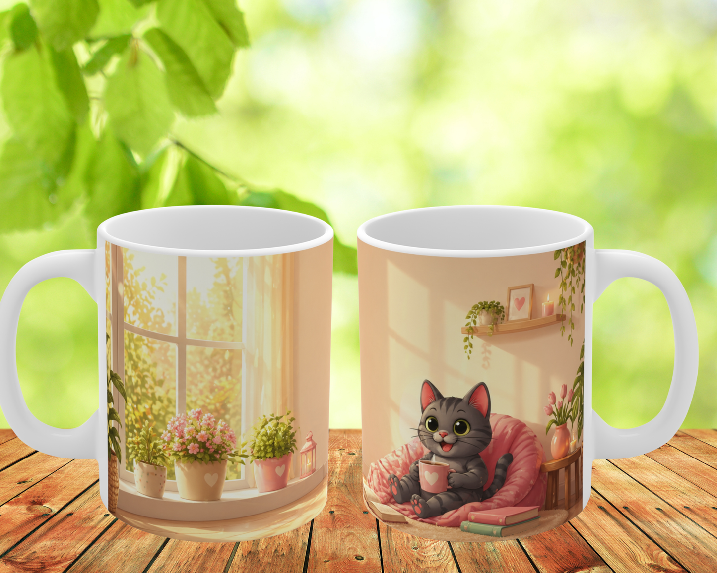 Shelby Cozy Zomer Mok – Kawaii Kat Mok 330ml | Self Care & Reading Vibes