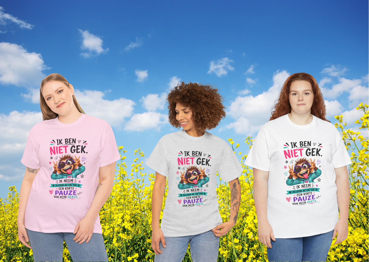 Ik ben niet gek... Ik neem alleen af en toe een korte pauze van mijn gekte – Grappig Uniseks Humor T-shirt