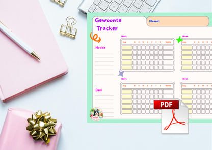 Gewoonte Tracker PDF Printable – Maandelijkse Habit Tracker | A4 Planner Download
