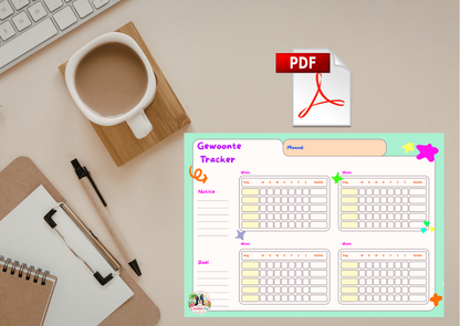 Gewoonte Tracker PDF Printable – Maandelijkse Habit Tracker | A4 Planner Download