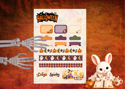 Halloween Labels en Washi mat vinyl stickervel – A5 en A6