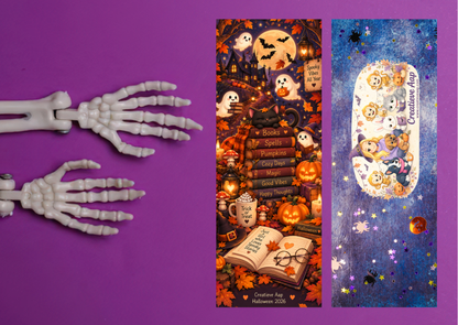 Halloween Boekenlegger – Spooky Vibes & Cozy Books | Creatieve Aap 5,5 x 15 cm