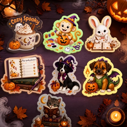 Halloween stickers 2026 – losse stickers van ca. 8 cm of set van 7