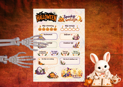 Halloween Spooky Welzijn mat vinyl stickervel – A5 en A6