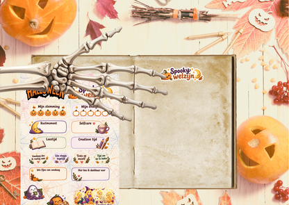 Halloween Spooky Welzijn mat vinyl stickervel – A5 en A6
