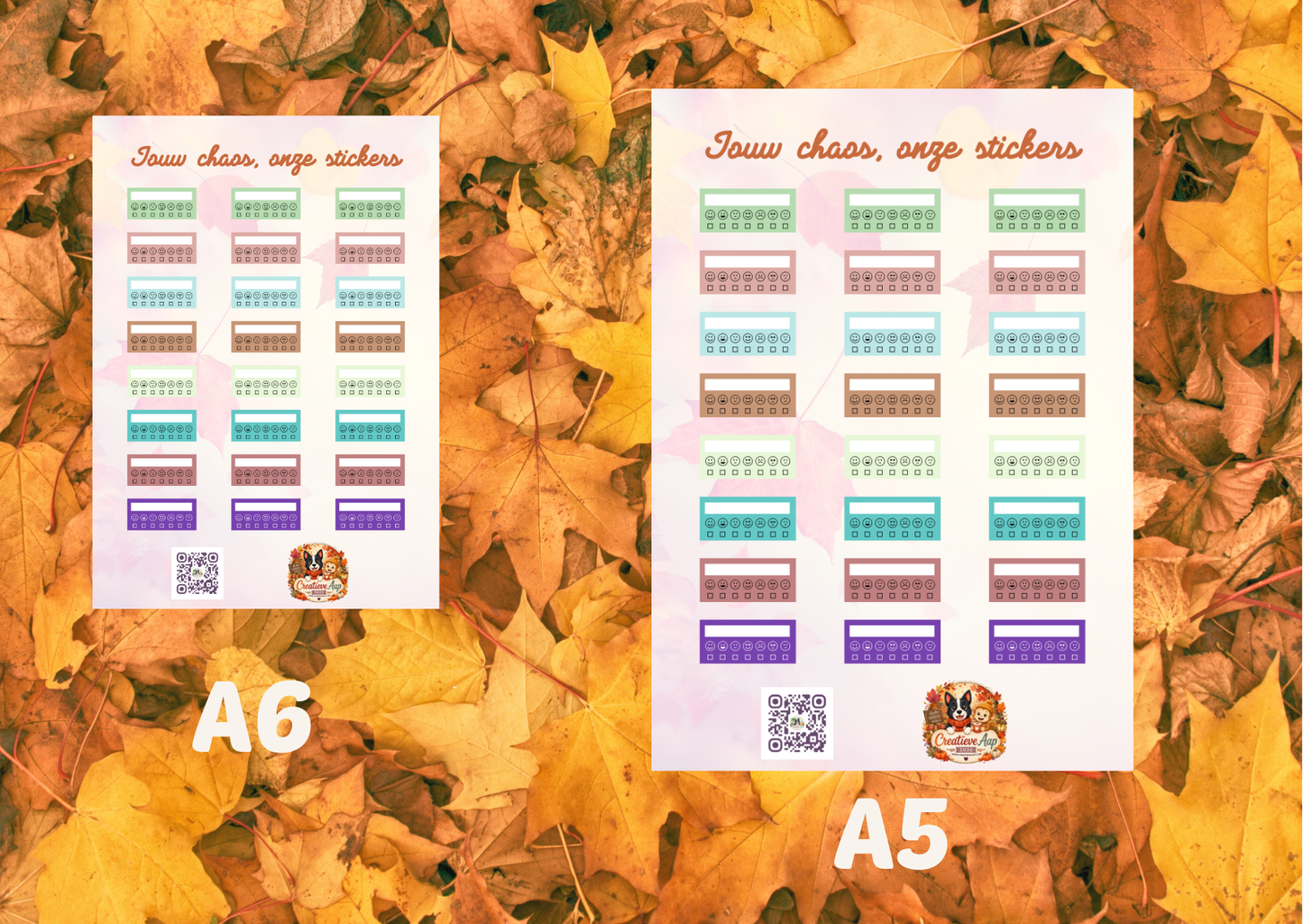 Herfst Mood Tracker Planner Vinyl Stickers | A6 & A5 | Handmade | Planner Stickers | Creatieve Aap