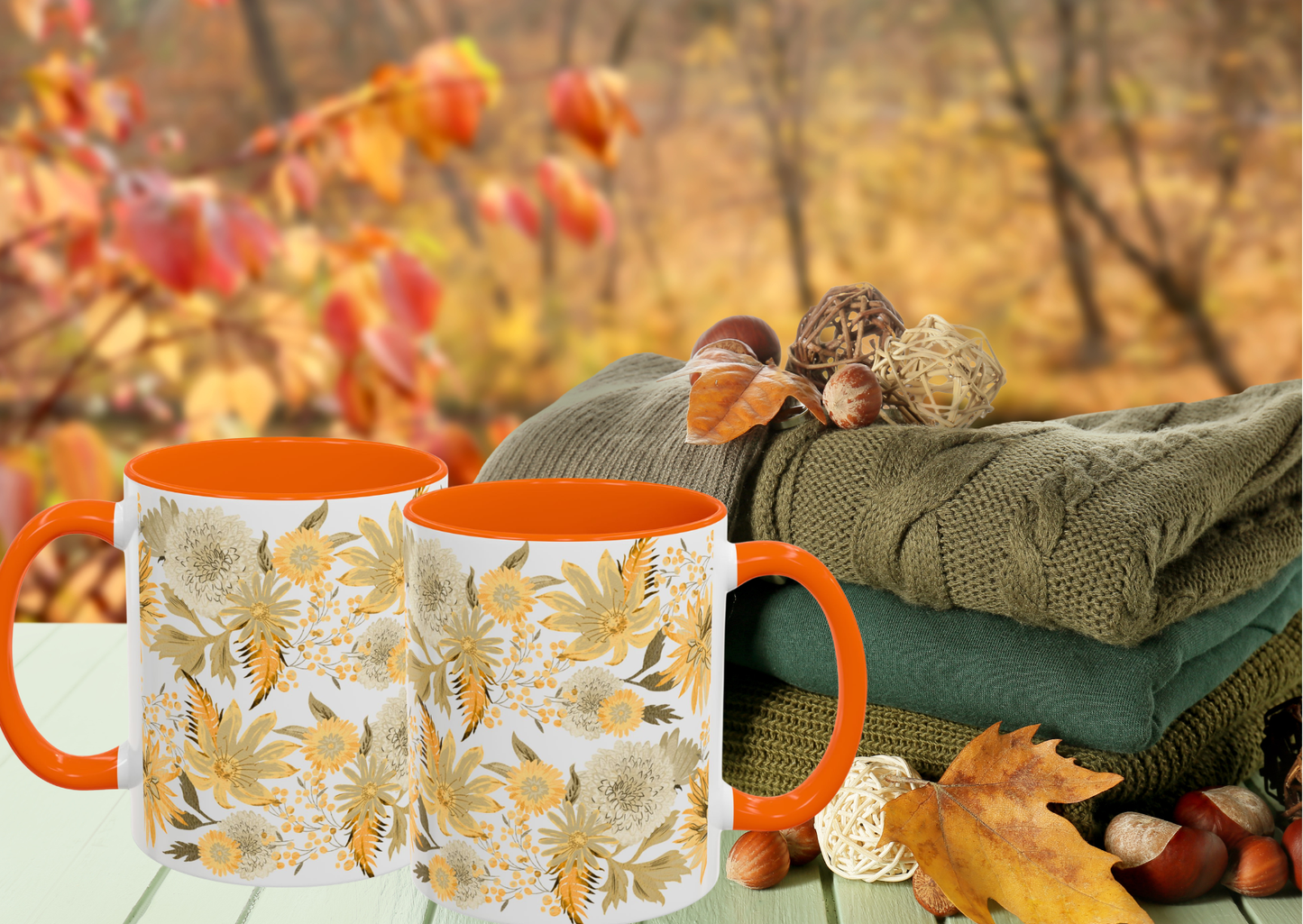 Herfst Fleurige Mok 330 ml | Keramische Koffie- en Theemok | Herfst Bloemen Design | Herfst Collectie 2026