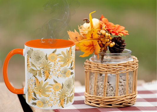 Herfst Fleurige Mok 330 ml | Keramische Koffie- en Theemok | Herfst Bloemen Design | Herfst Collectie 2026