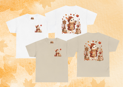 Maggie Cozy Planning Herfst T-Shirt – Dubbelzijdig Bedrukt | Unisex Heavy Cotton Shirt | Herfst Konijn