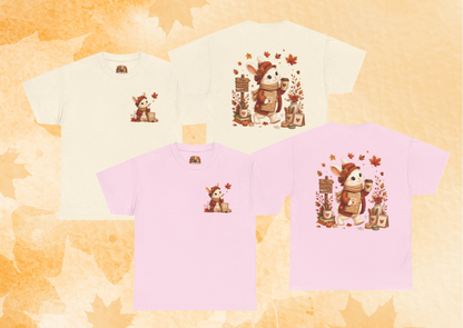 Maggie Cozy Planning Herfst T-Shirt – Dubbelzijdig Bedrukt | Unisex Heavy Cotton Shirt | Herfst Konijn