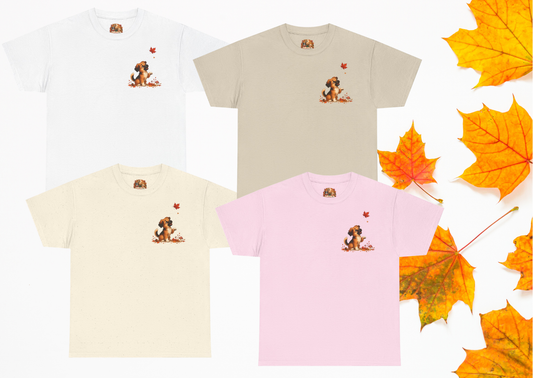 Novi Leaf Chaser Herfst T-Shirt – Unisex Dubbelzijdig Bedrukt | Schattig Herfst Honden Shirt | Gildan 5000