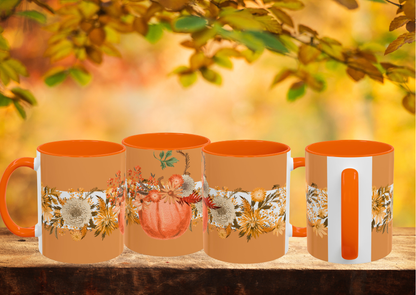 Herfst Pompoen Mok 330 ml | Keramische Koffie- en Theemok | Pompoen & Bloemen Design | Herfst Collectie 2026