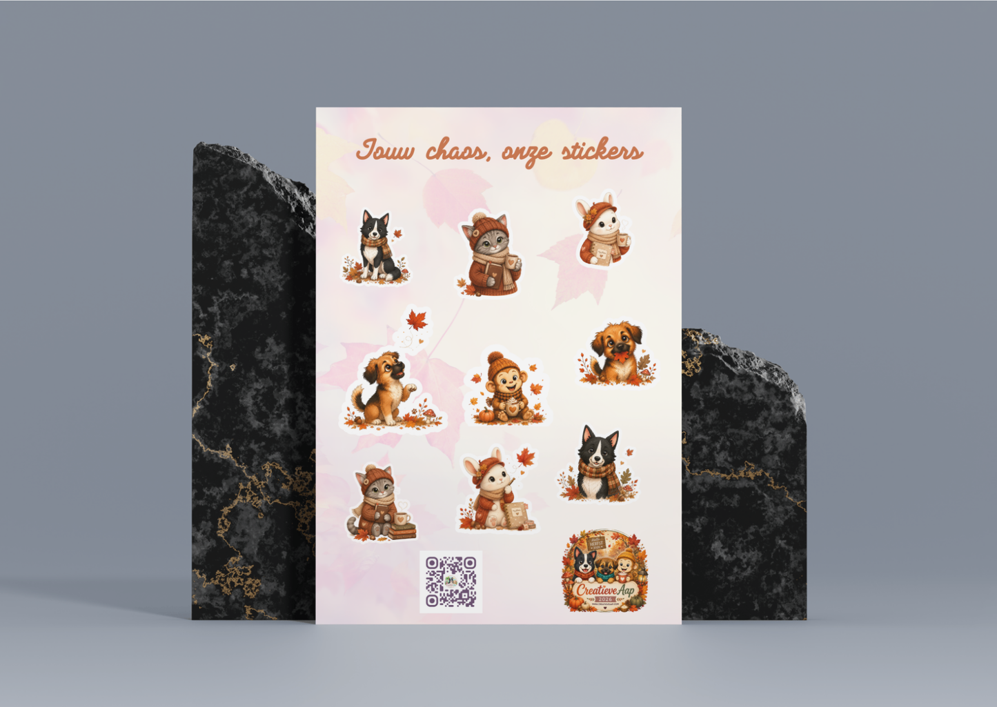 Herfst Creatieve Aap Planner Vinyl Stickers | Karakter Stickers | A6 & A5 | Handmade | Creatieve Aap