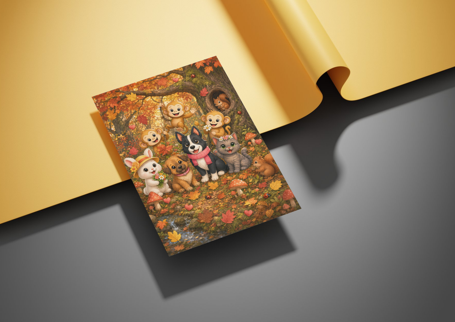 Herfstgroetjes Wenskaart A6 | Creatieve Aap Herfst 2026 | Met of Zonder Envelop