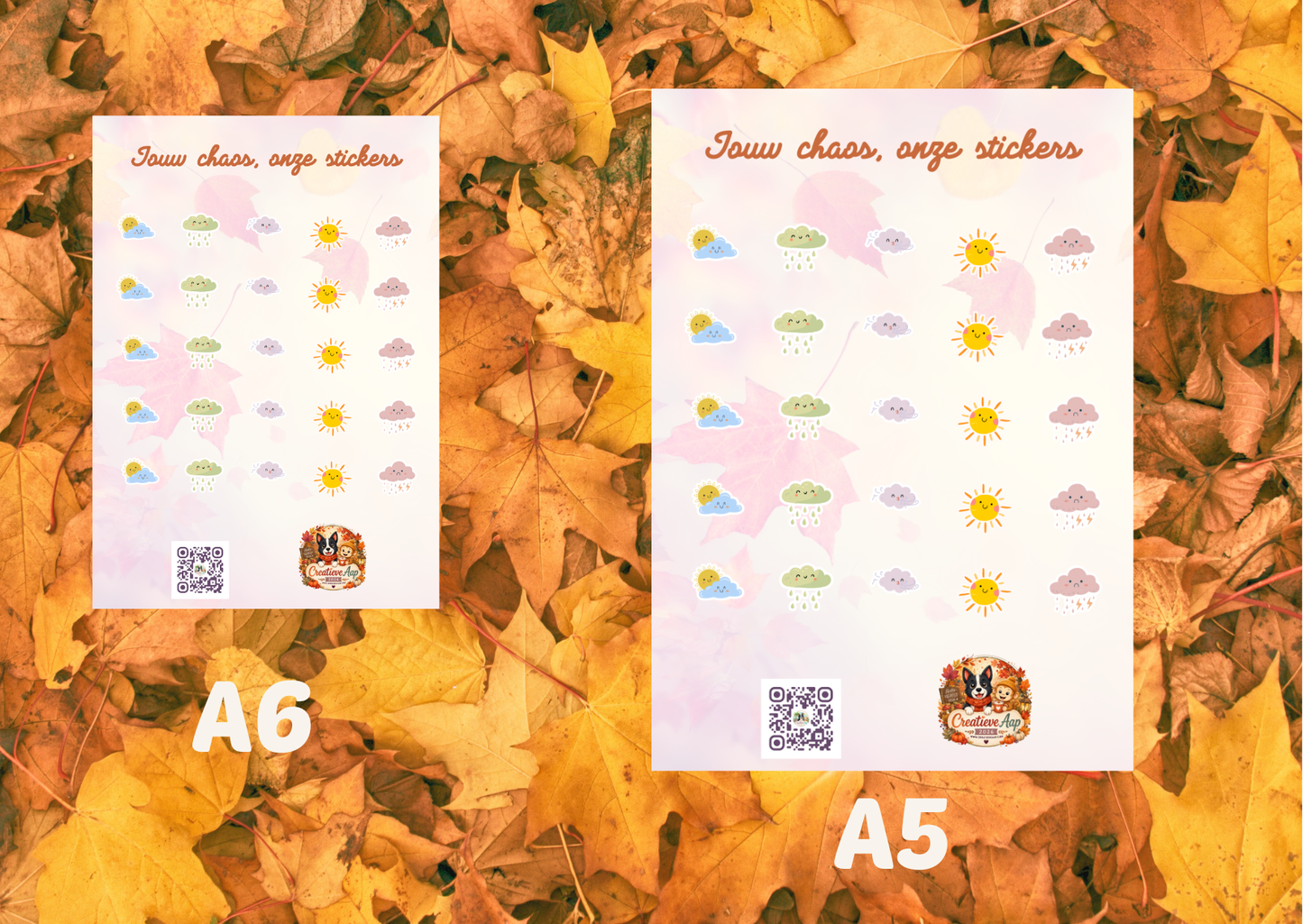 Herfst Weer Planner Vinyl Stickers | Weerstickers | A6 & A5 | Handmade | Creatieve Aap