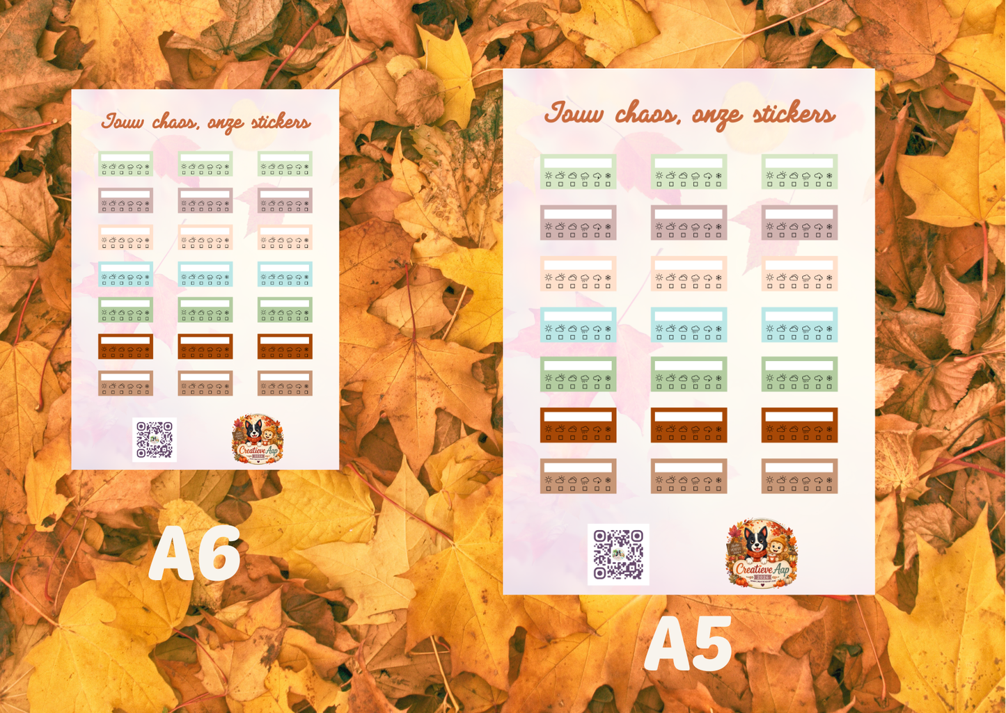 Herfst Weertracker Planner Vinyl Stickers | A6 & A5 | Handmade | Creatieve Aap