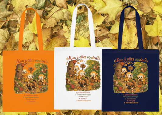 Interactieve Totebag – Kun jij alles vinden? | 100% Katoen | Herfstcollectie 2026