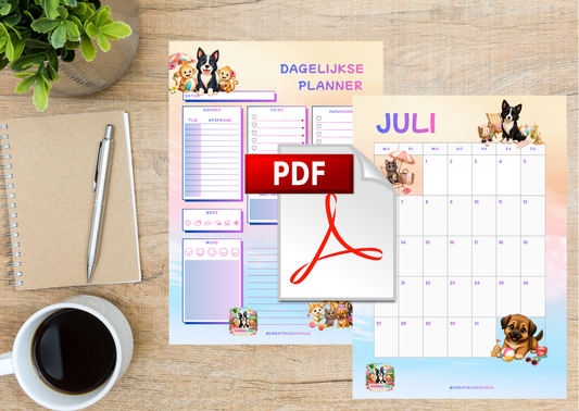 Juli 2026 Planner Set PDF Download – Maandplanner, Dagplanner & Slaap Tracker Printable