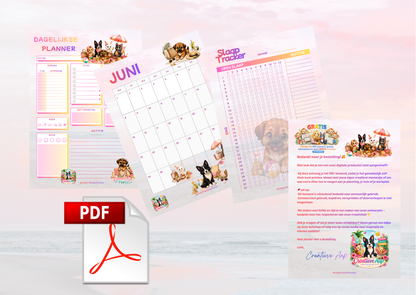 Juni 2026 Planner Set PDF Download – Dagplanner, Maandplanner & Slaaptracker