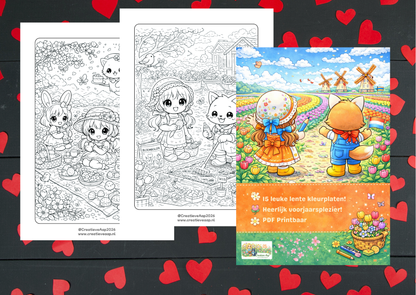 🌷 Lente Kleurboek – Creatieve Aap | PDF Download (15 kleurplaten)