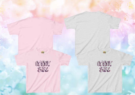Sassy Girl Kinder T-shirt – Trendy Kids Shirt – Ash & Light Pink