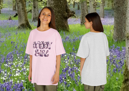 Sassy Girl Kinder T-shirt – Trendy Kids Shirt – Ash & Light Pink