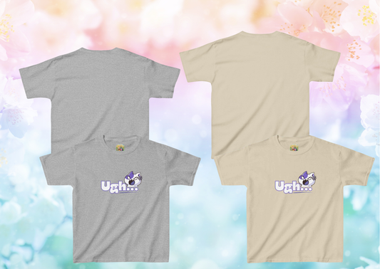 Kinder T-Shirt “Ugh…” Kawaii Cartoon – Sand & Sport Grey | Creatieve Aap