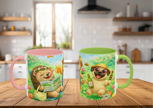 Lente Feest Keramiek Beker – Vrolijke Dieren & Bloemen | 0,33L