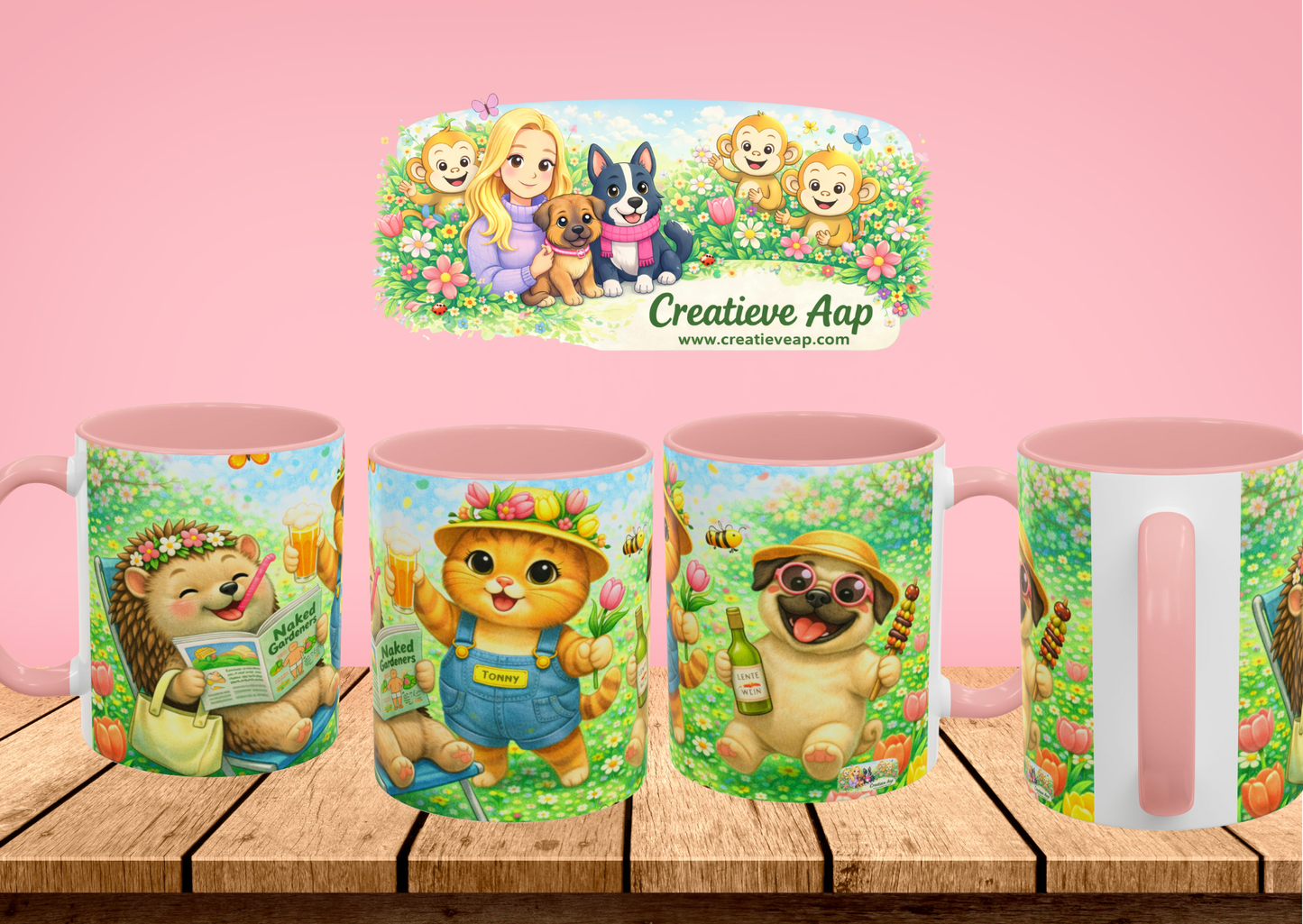 Lente Feest Keramiek Beker – Vrolijke Dieren & Bloemen | 0,33L