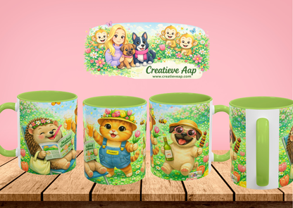 Lente Feest Keramiek Beker – Vrolijke Dieren & Bloemen | 0,33L