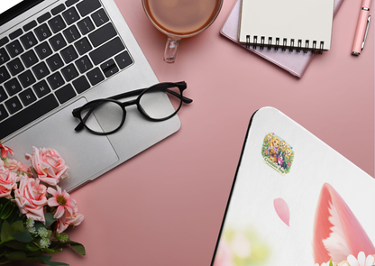 Muismat Lente Maggie, Shelby & Nikita – Kawaii Dieren Bloemenveld Design – Neopreen Bureau Accessoire 23,2 x 19,4 cm – Creatieve Aap