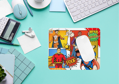 Muismat Superhelden Comic Style – Actie Pop Art Design – Neopreen Bureau Accessoire 23,2 x 19,4 cm – Creatieve Aap