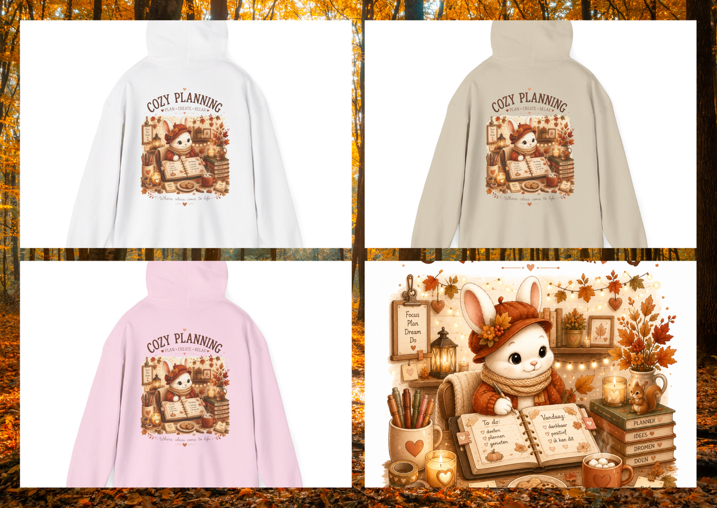 Maggie Cozy Planning Hoodie – Unisex Dubbelzijdig Bedrukt | Herfst Hoodie | Planner Hoodie | Gildan 18500