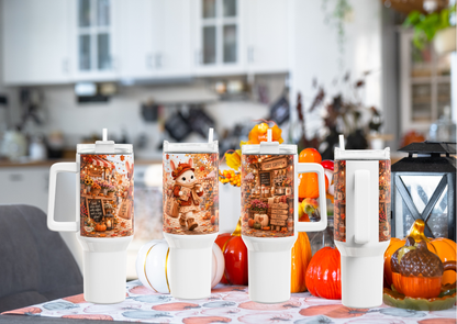 Maggie Planner Onderweg Herfst Tumbler 1,18 Liter | Dubbelwandige RVS Thermobeker met Rietje | Creatieve Aap