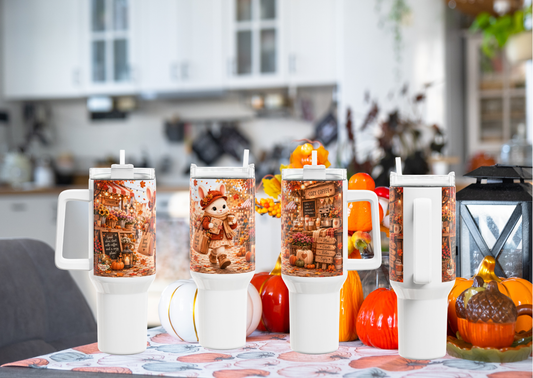 Maggie Planner Onderweg Herfst Tumbler 1,18 Liter | Dubbelwandige RVS Thermobeker met Rietje | Creatieve Aap