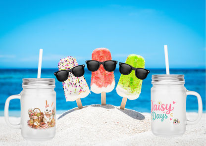 Daisy Days Mason Jar met Rietje – Maggie Zomer Drinkglas 350 ml