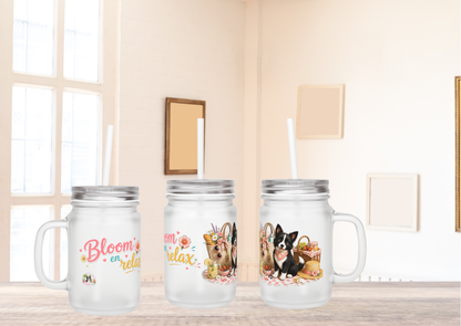 Bloom en Relax Mason Jar met Rietje – Nikita Zomer Drinkglas 350 ml