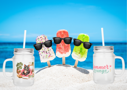 Summer Lounge Shelby Mason Jar met Rietje – Creatieve Aap Drinkglas 350 ml