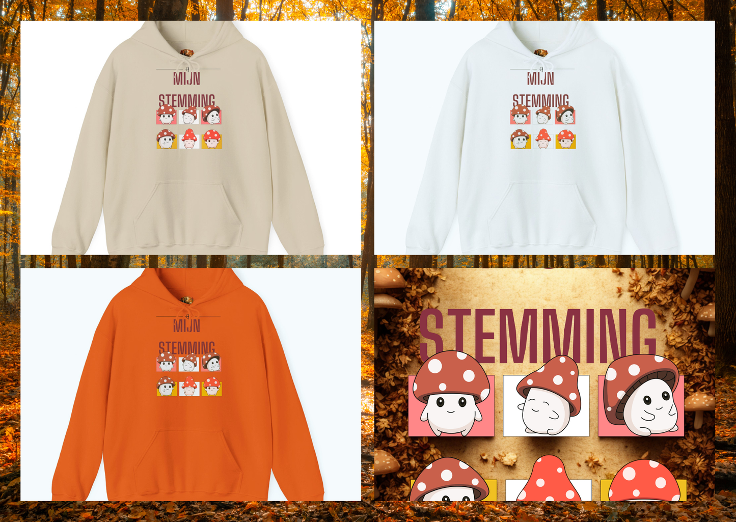 Mijn Stemming Hoodie – Unisex Herfst Hoodie | Kawaii Paddenstoel Hoodie | Gildan 18500