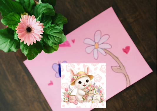 Maggie Moederdag Sticker 6 cm – Liefste Mama – Kawaii Konijn Cadeau