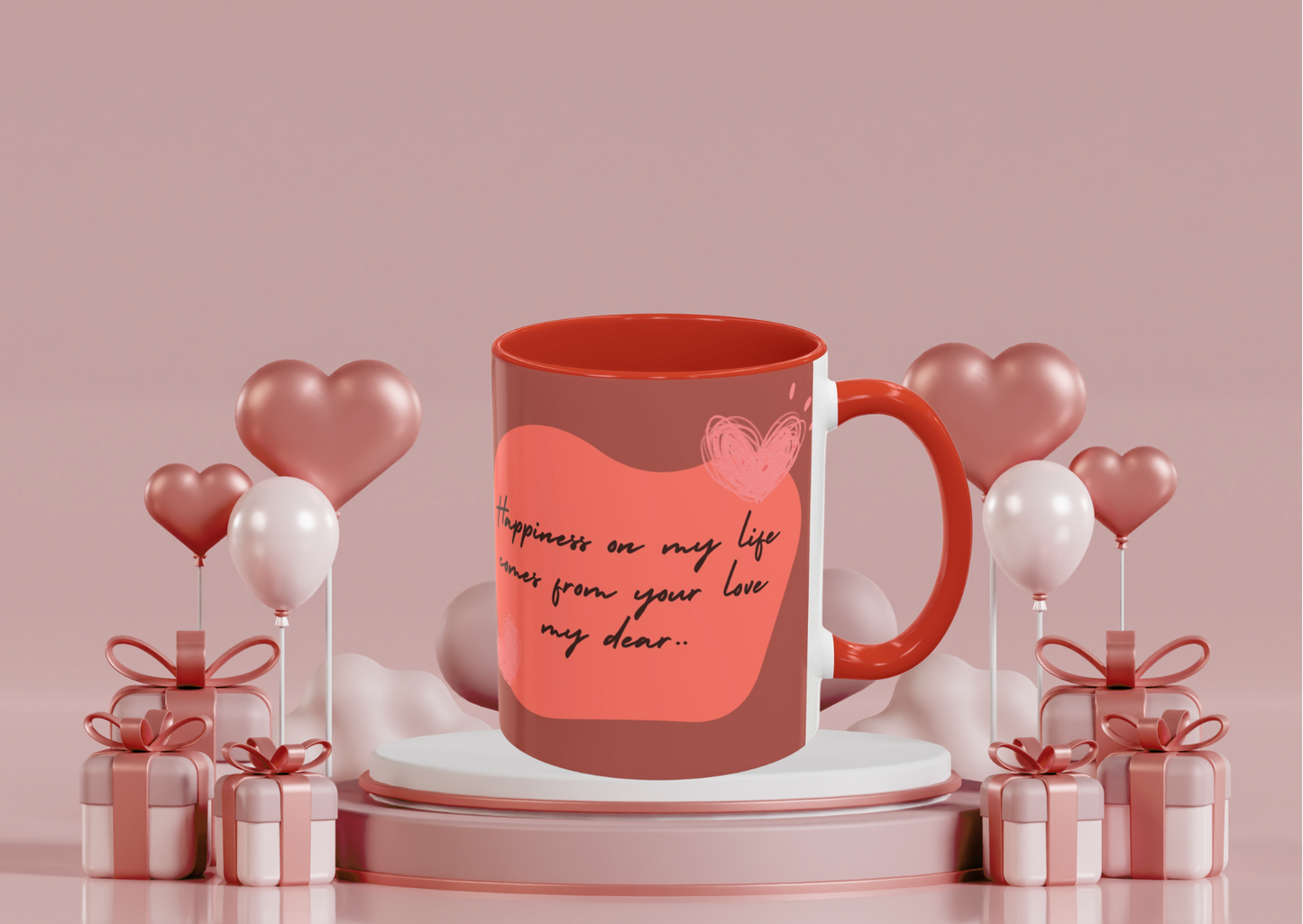 Keramiek Valentijn Mok 2026 – Happiness Comes From Love | Creatieve Aap