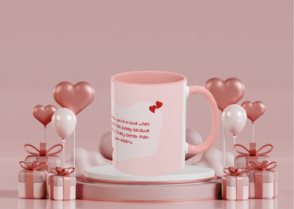 Valentijn Mok Maggie met Hart – Liefdevolle Quote – Roze Binnenkant & Oor